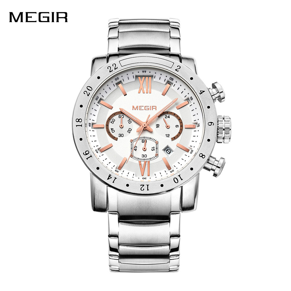 Smartwatch Watches For Men Digital - MEGIR Stainless Steel Casual Watches for