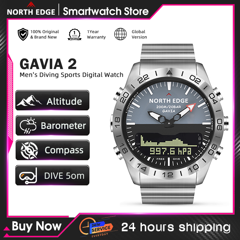 Altimeter Compass Watch - NORTH EDGE Mens Dive Watch Military
