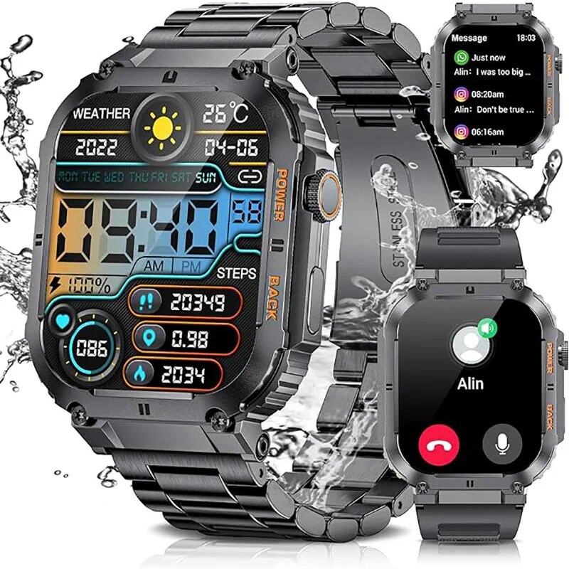Smartwatch Watches For Men Digital - LIGE Outdoor Sports Fitness Smartwatch For
