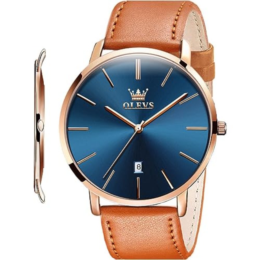 Smartwatch Watches For Men Digital - OLEVS Men Leather Watches Black Ultra