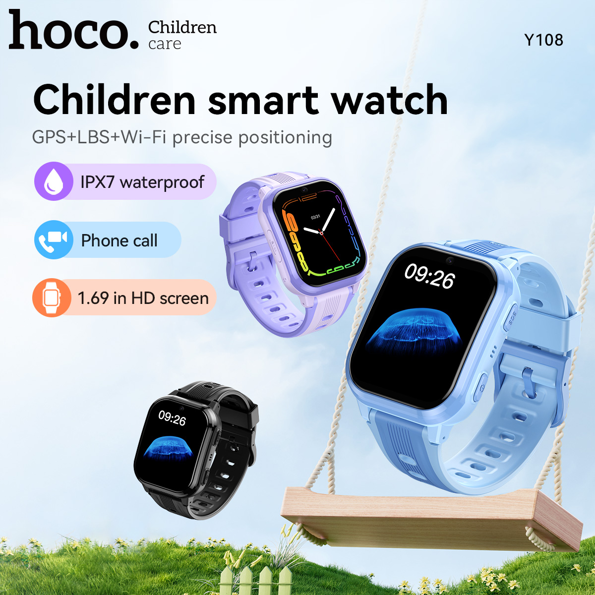 Smartwatch Watches For Kid Boy Waterproof - HOCO Y108 1.69inch HD LCD Curved