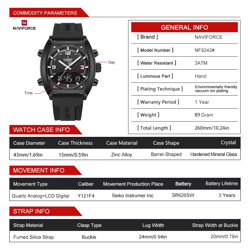 NAVIFORCE Men Dual Display Wat - Analog Quartz Watch recension och pris