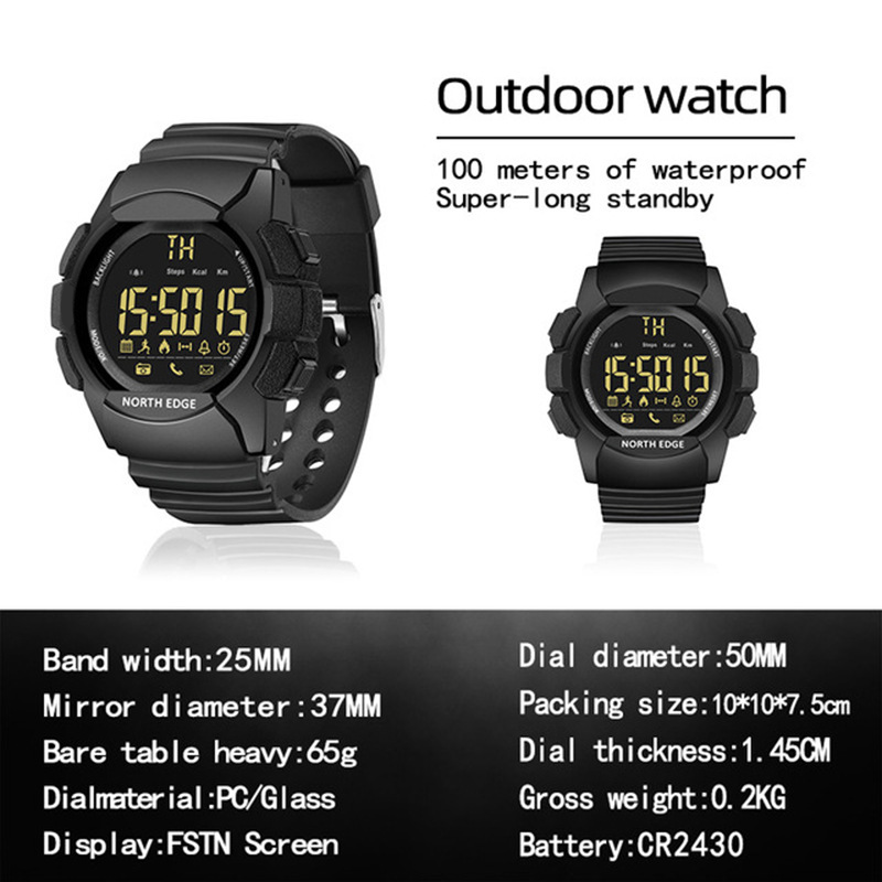 NORTH EDGE AK 100M Waterproof  - Smartwatch Watches For Men Digital recension och pris