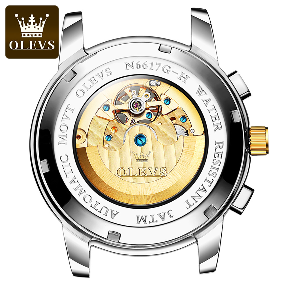 OLEVS 6617 Men's Classic Mecha - Leather Watch Strap recension och pris
