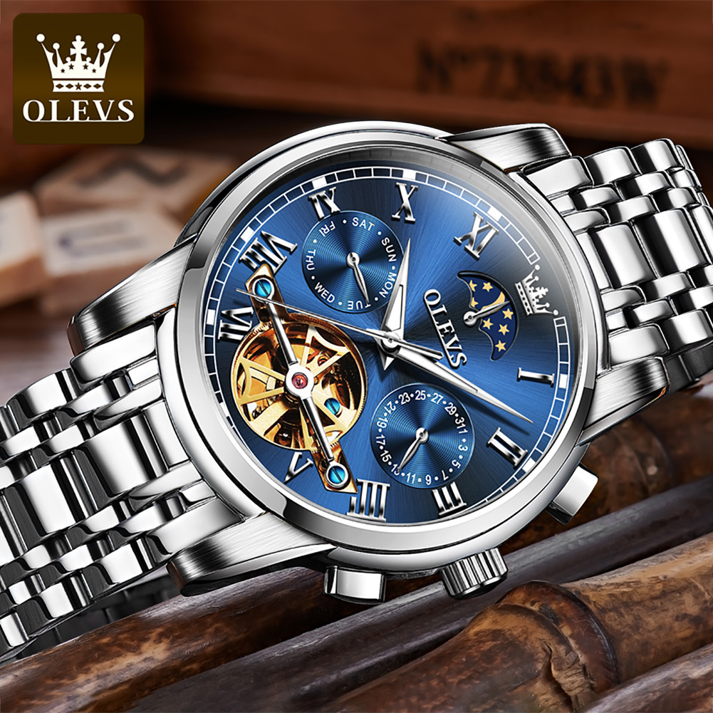 OLEVS 6617 Men's Classic Mecha - Leather Watch Strap recension och pris