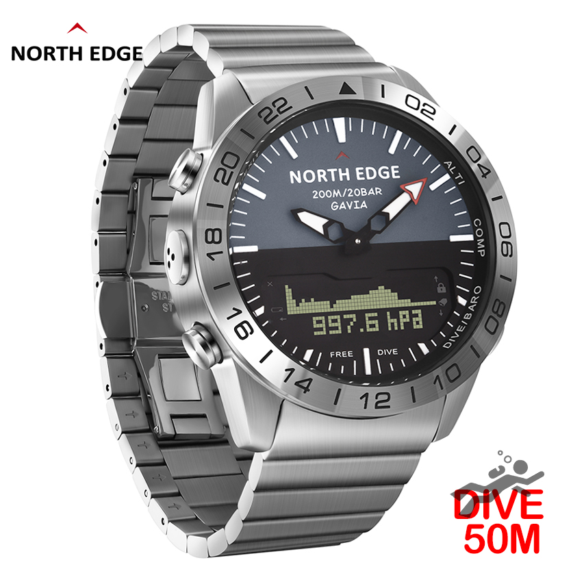 NORTH EDGE Mens Dive Watch Mil - Altimeter Compass Watch recension och pris