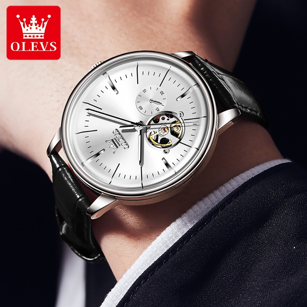 OLEVS 6708 Fashion Men's Watch - Leather Watch Strap recension och pris