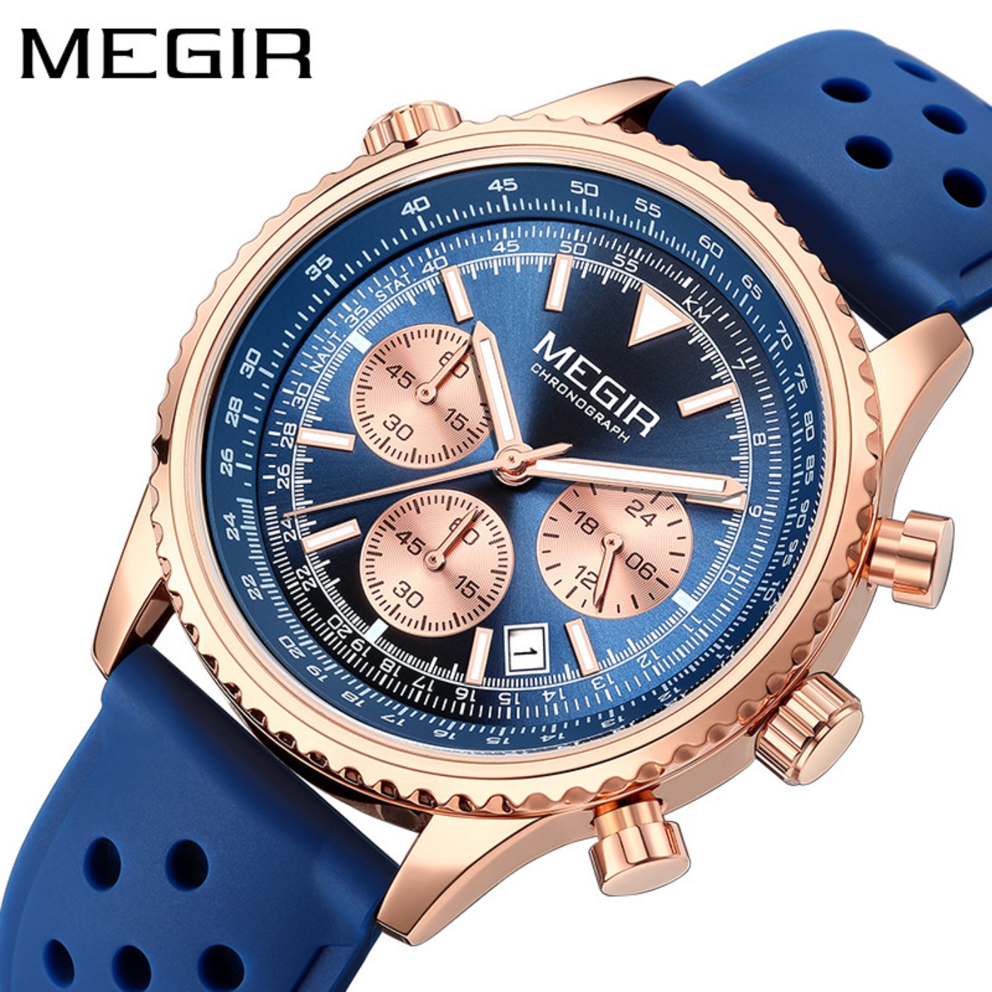 MEGIR Silver Black Quartz Watc - Leather Watch Strap recension och pris