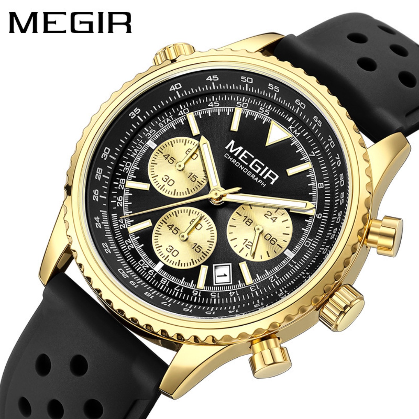 MEGIR Silver Black Quartz Watc - Leather Watch Strap recension och pris