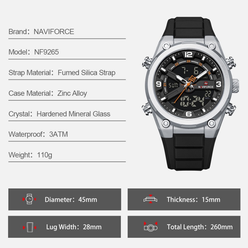 NAVIFORCE Men's Watch Dual Dis - Analog Quartz Watch recension och pris