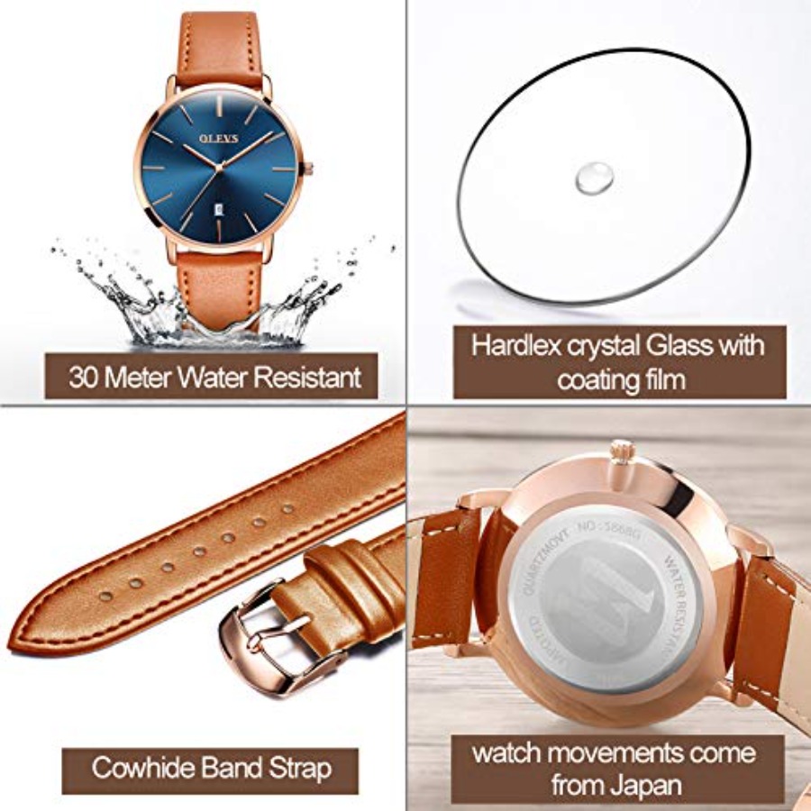 OLEVS Men Leather Watches Blac - Smartwatch Watches For Men Digital recension och pris